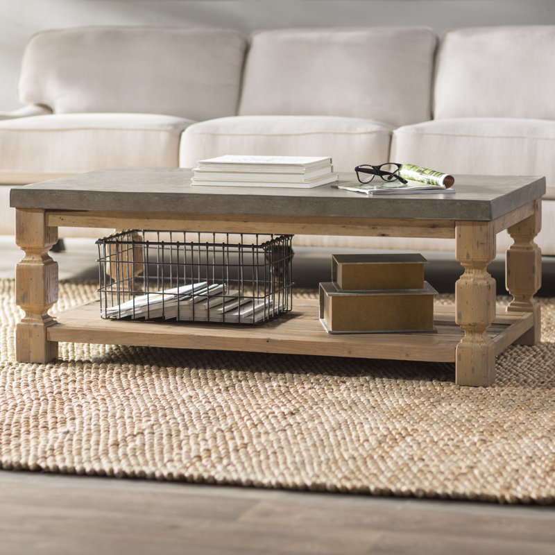 Laurel Foundry Modern Farmhouse Avis Rectangle Concrete/Wood Coffee Table & Reviews Wayfair